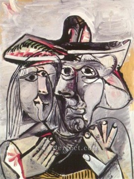 Busto de hombre con sombrero y cabeza de mujer 1971 Pablo Picasso Pinturas al óleo